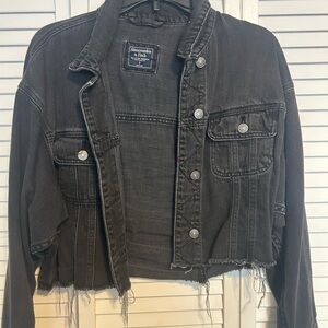 Abercrombie & Fitch Black Cropped Jean Jacket